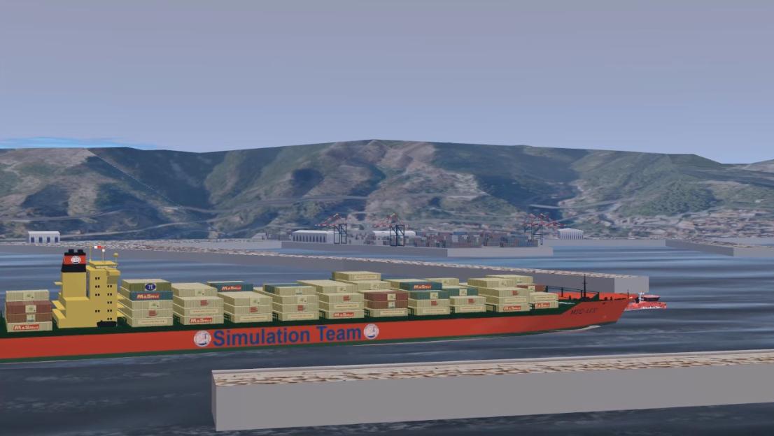 Maritime Simulation: Ship Handling in Port with Tugs
