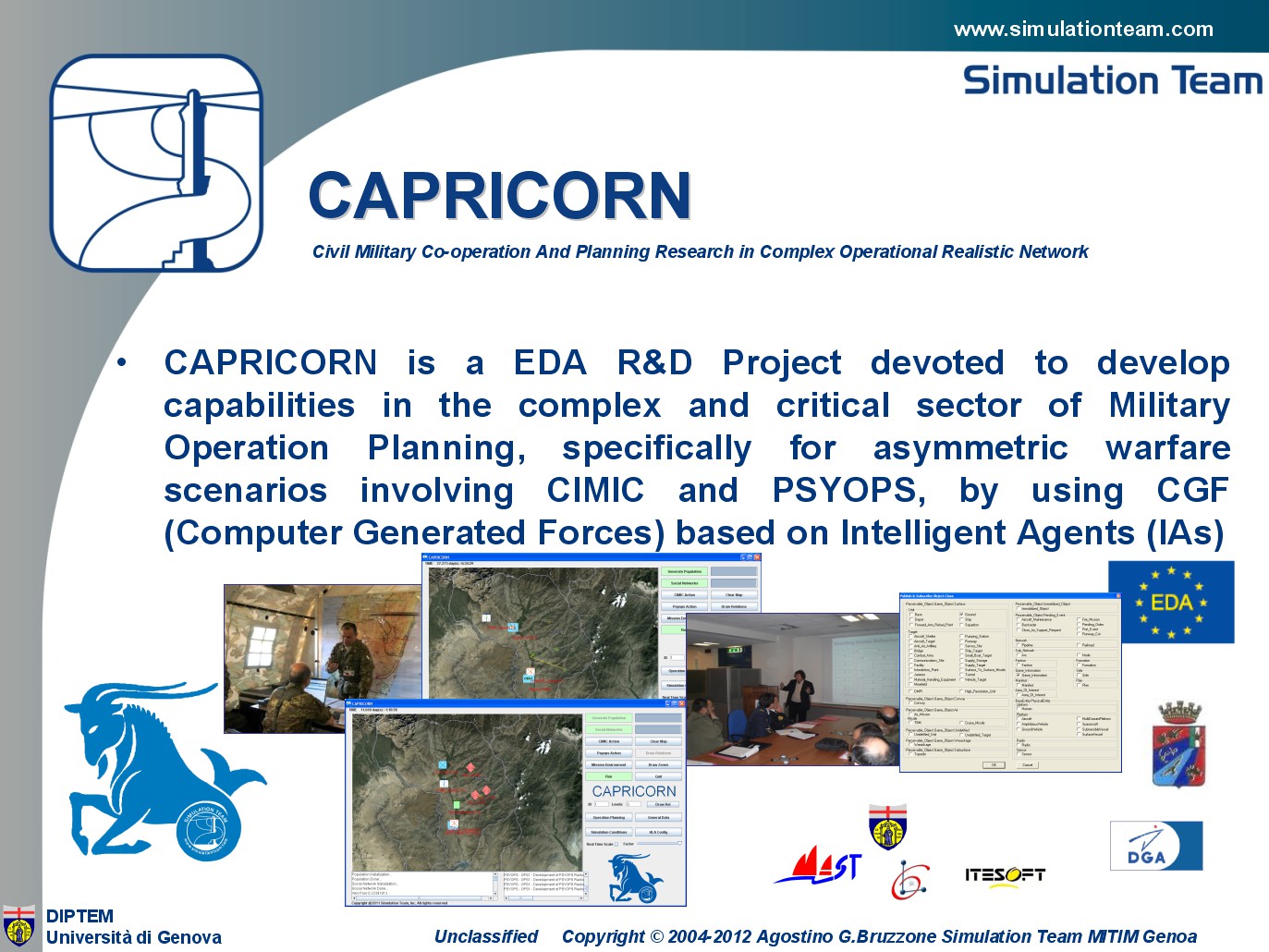 CAPRICORN CIMIC And Planning Research In Complex Operational Realistic Network based on IA-CGF