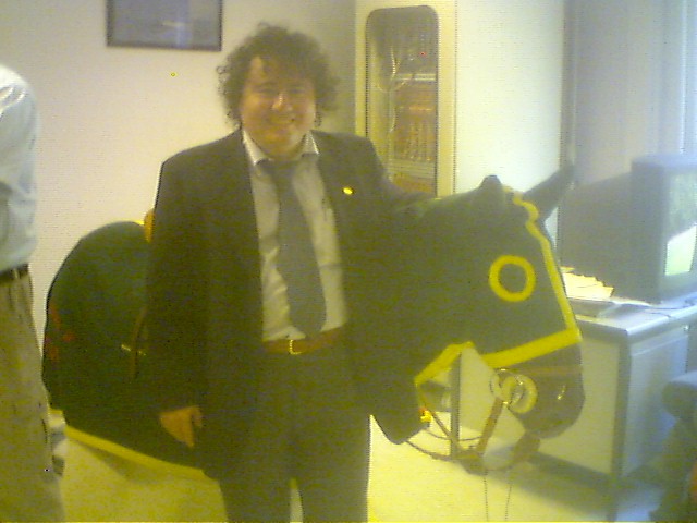 Prof.Agostino Bruzzone with the Horse Simulator