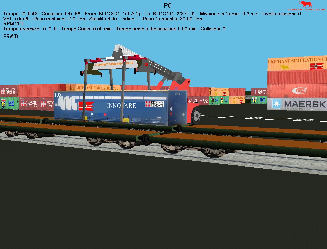 Simulatore Cocodris per Progetto INNOVARE: Terminal Intermodale - Presa di Cassa Mobile dal Pianale Ferroviario