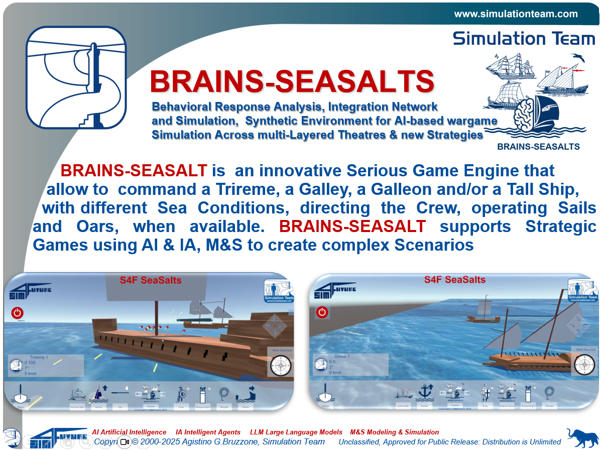 BRAINS-SEASALTS - Behavioral Response Analysis, Integration Network 

      and Simulation,  Synthetic Environment for AI-based wargame     Simulation Across multi-Layered Theatres & new Strategies